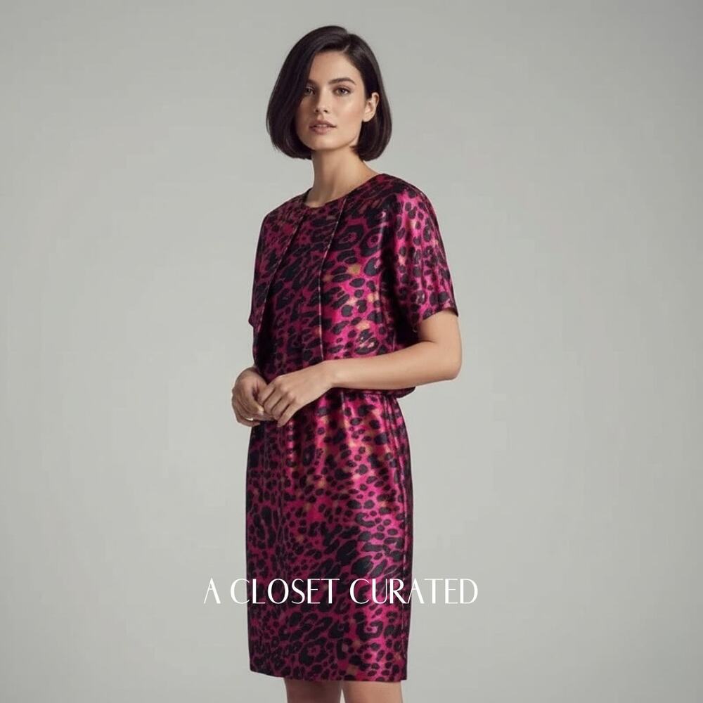 St. John Silk Leopard Print Sheath Dress New Without Tags 2